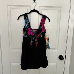 Black and Floral Swimsuit